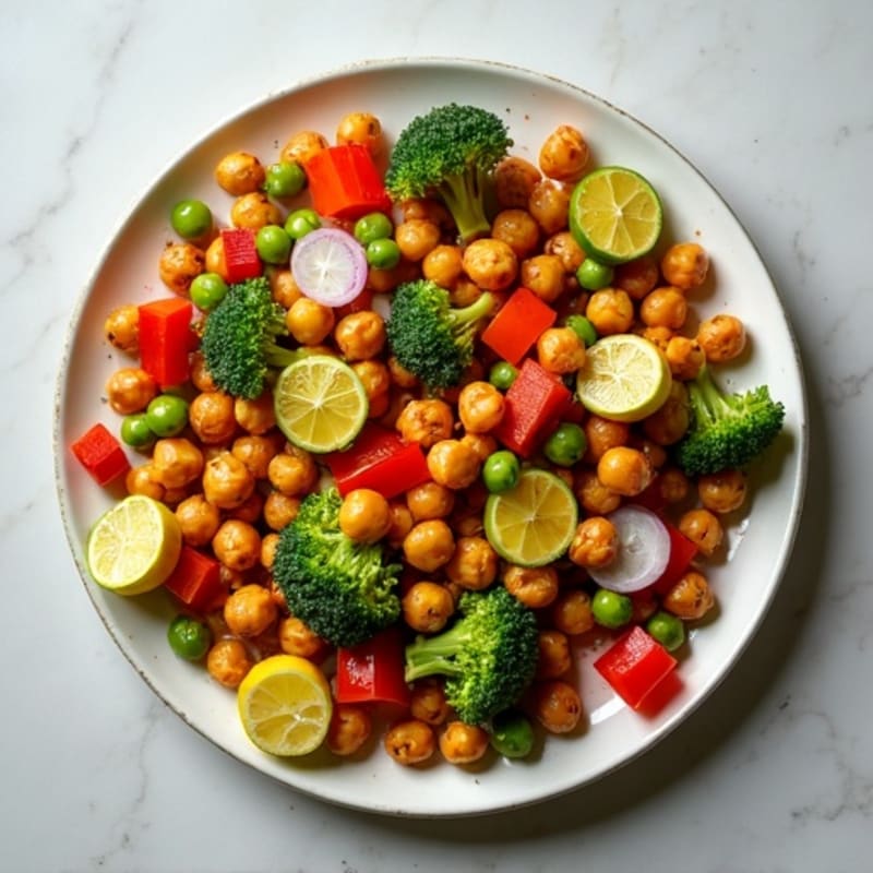 Crispy Roasted Chickpeas with Lemon-Herb Roasted Vegetables