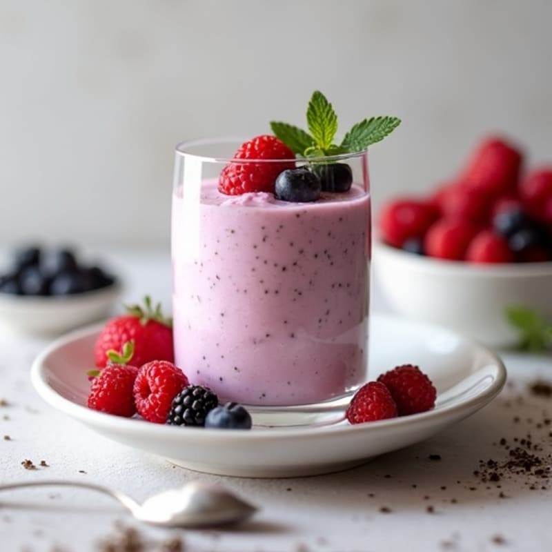 Greek Yogurt Protein Mousse with Mixed Berries