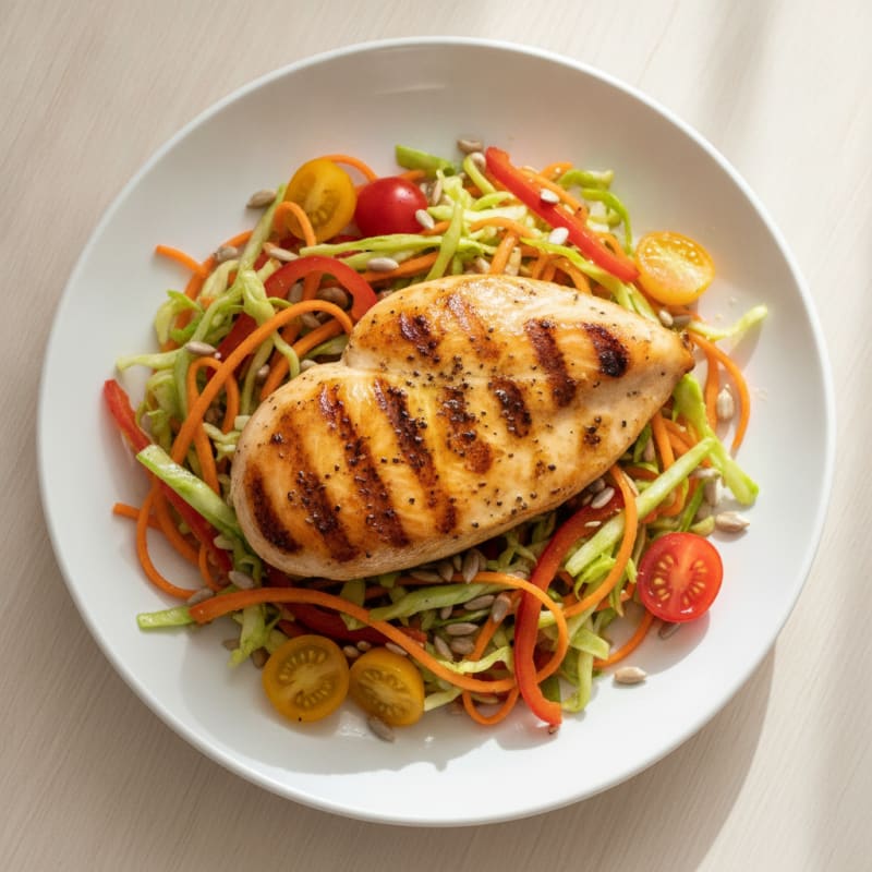 Grilled Chicken Breast with Crunchy Vegetable Slaw