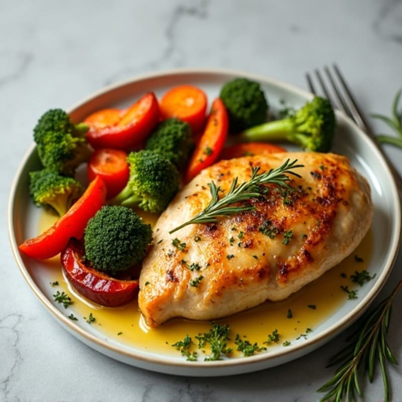 Garlic Herb Roasted Chicken Breast with Crispy Roasted Vegetables
