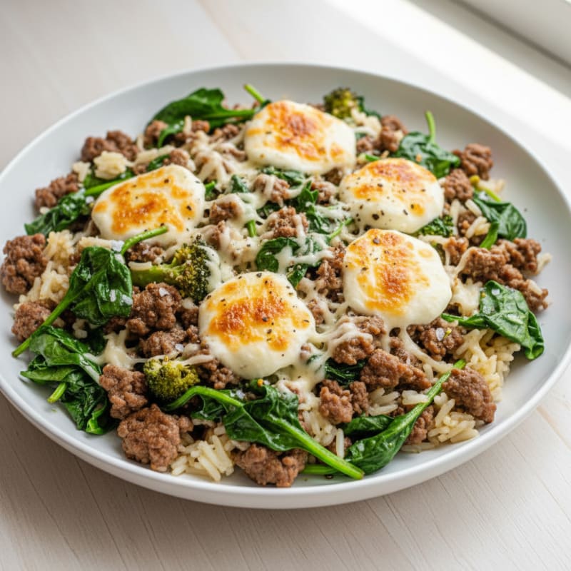 Savory Ground Beef and Spinach Skillet