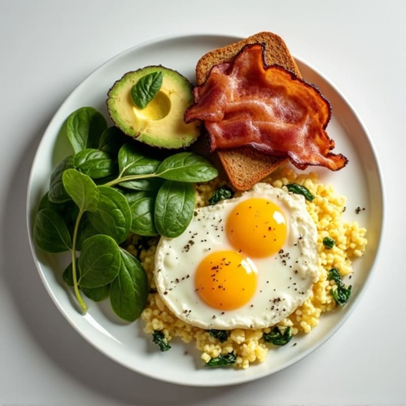 Egg White and Spinach Scramble with Turkey Bacon