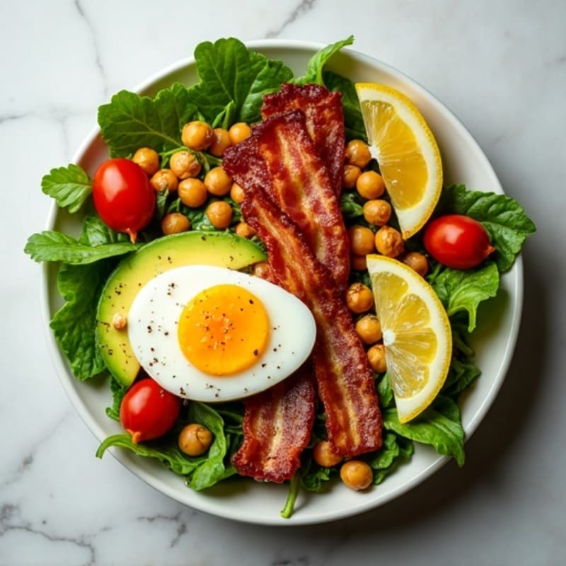 Crispy Turkey Bacon Salad with Fresh Greens and Creamy Avocado