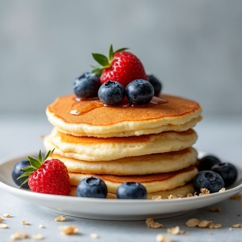 Fluffy Protein Pancakes with Fresh Berries