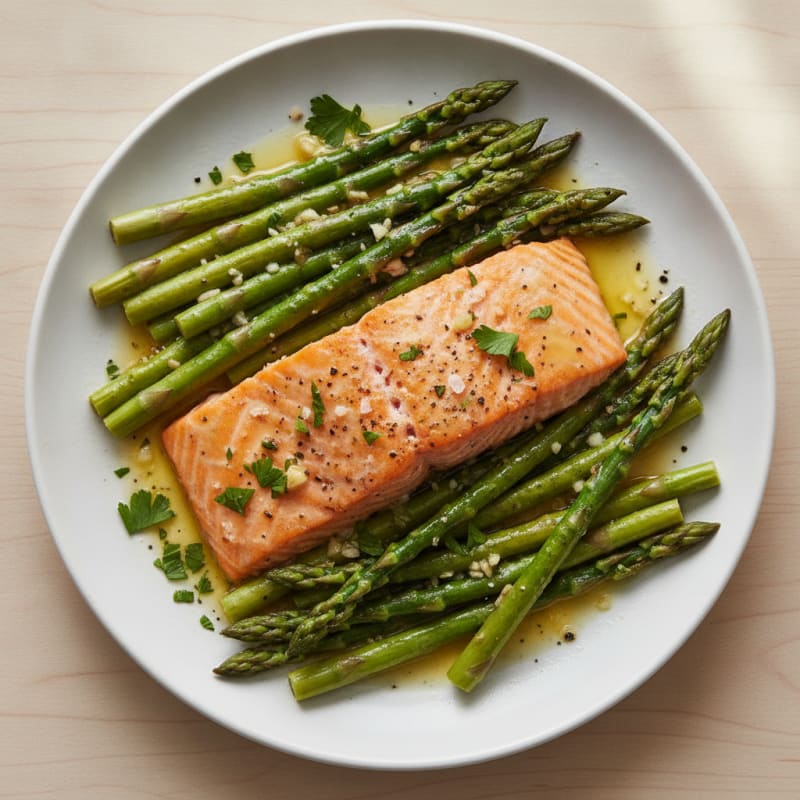 Baked Salmon with Lemon Herb Asparagus