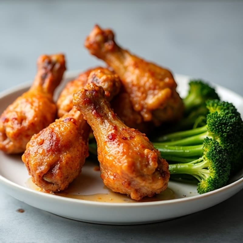 Crispy Baked Honey Garlic Chicken Wings with Roasted Broccoli