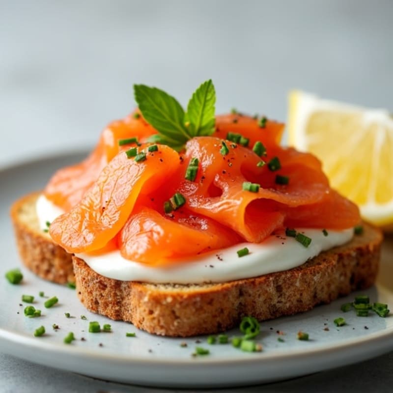 Smoked Salmon with Creamy Chive Spread and Crispy Whole-Grain Toast