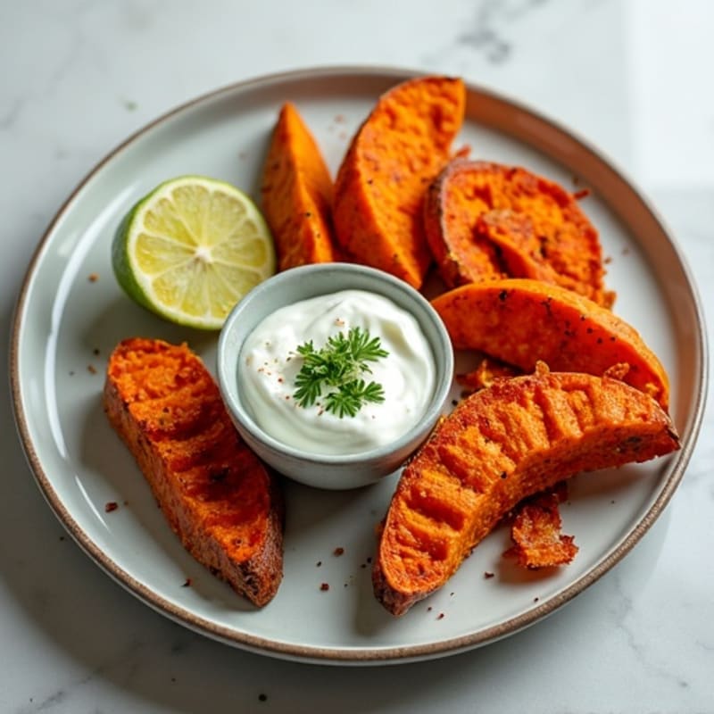 Crispy Sweet Potato Wedges with Turkey Bacon Crumbles