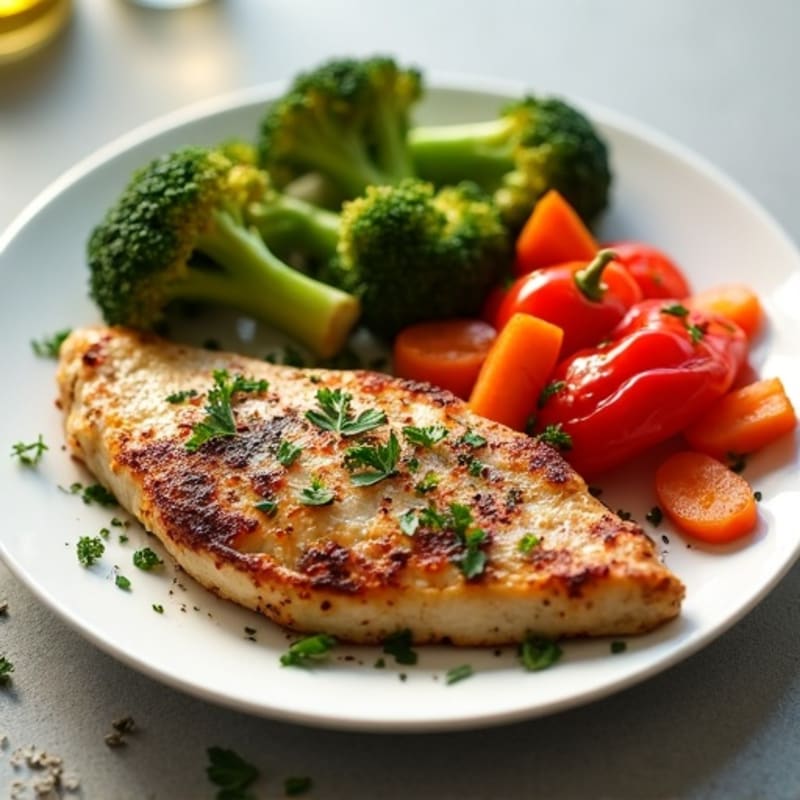 Herb-Crusted Pan Seared Chicken with Roasted Vegetables