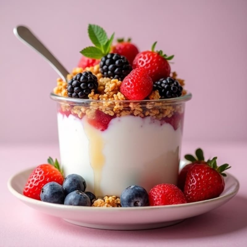 Greek Yogurt Parfait with Mixed Berries and Crunchy Granola