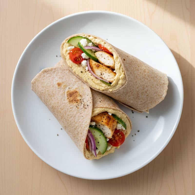 Mediterranean Chicken and Hummus Wrap
