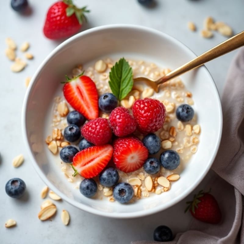 Creamy Steel Cut Oats with Fresh Berries and Toasted Nuts