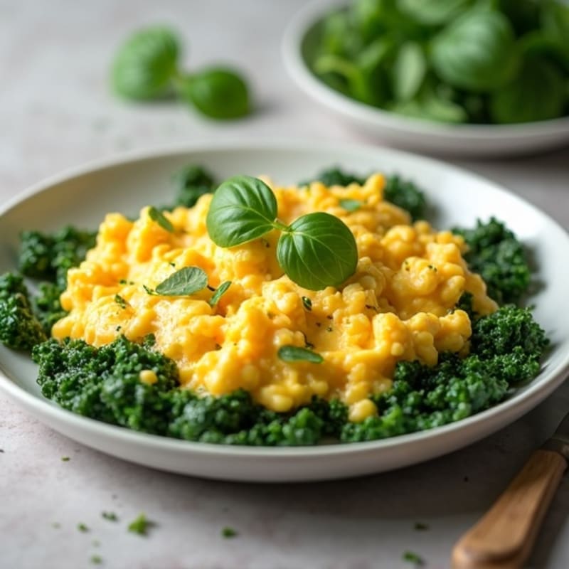 Fluffy Egg and Spinach Scramble