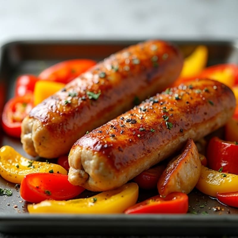 Sheet Pan Roasted Chicken Sausage with Crispy Bell Peppers and Onions