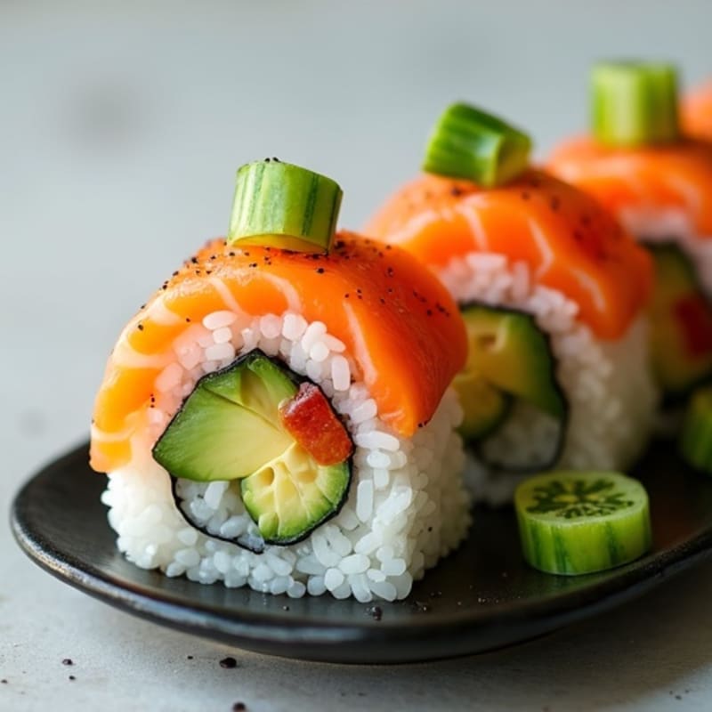 Fresh Salmon and Avocado Nori Rolls