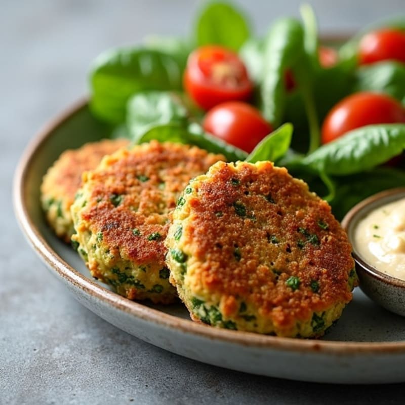 Healthy Crispy Falafel with Creamy Tahini and Fresh Herb Salad