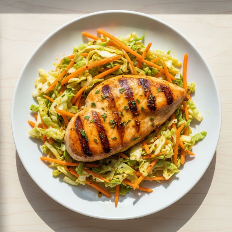 Grilled Chicken Breast with Crunchy Cabbage Slaw