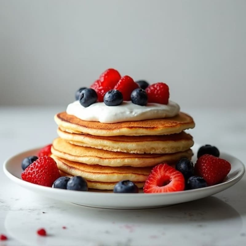 Fluffy Protein Pancakes with Fresh Berries