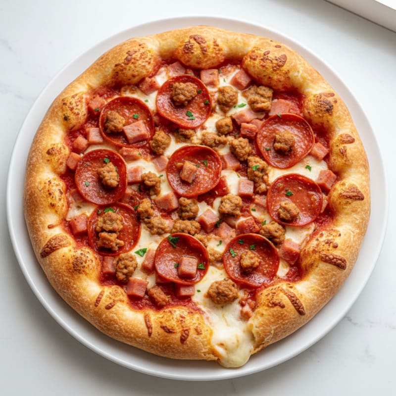 Crispy Meat Lover's Stuffed Crust Pizza
