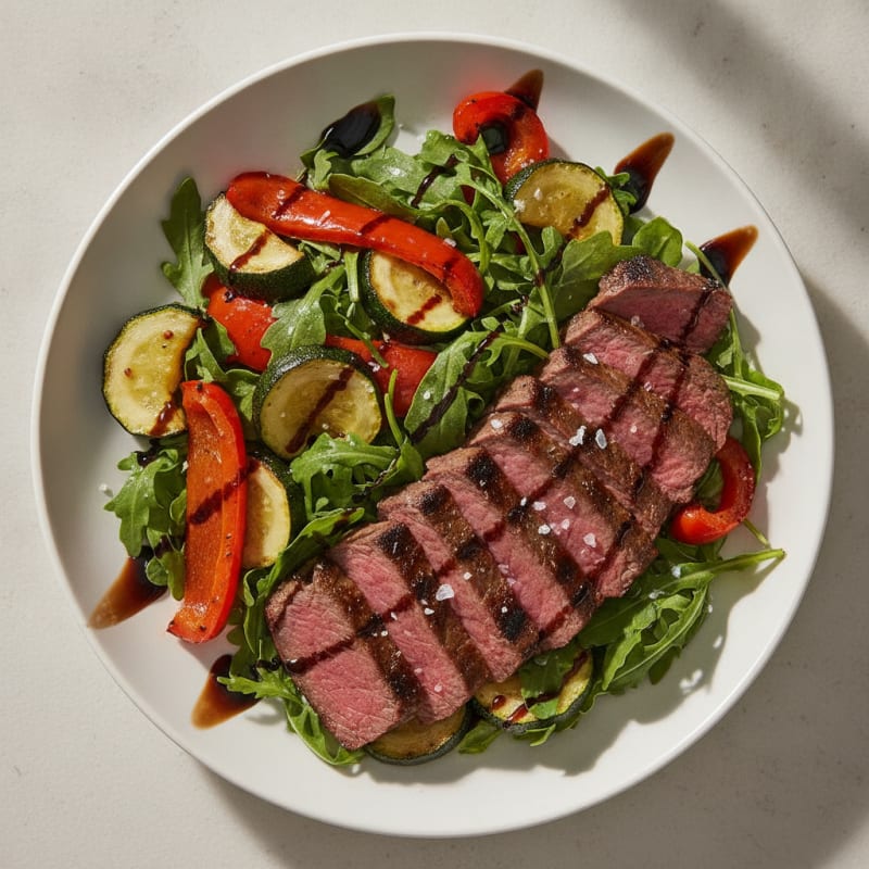 Grilled Steak and Roasted Vegetable Salad with Balsamic Vinaigrette