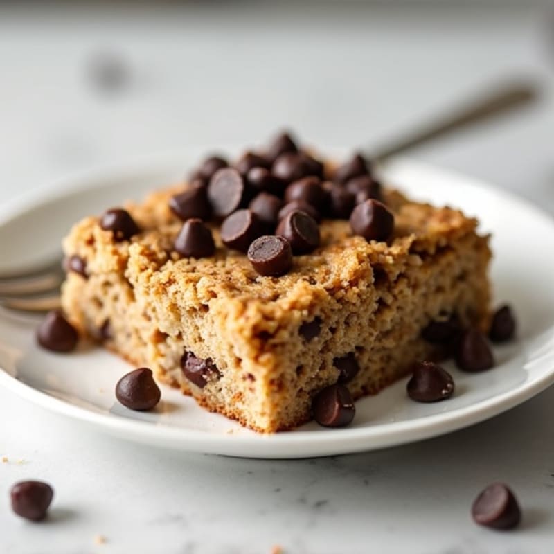 Chewy Baked Oatmeal with Dark Chocolate Chips and Protein