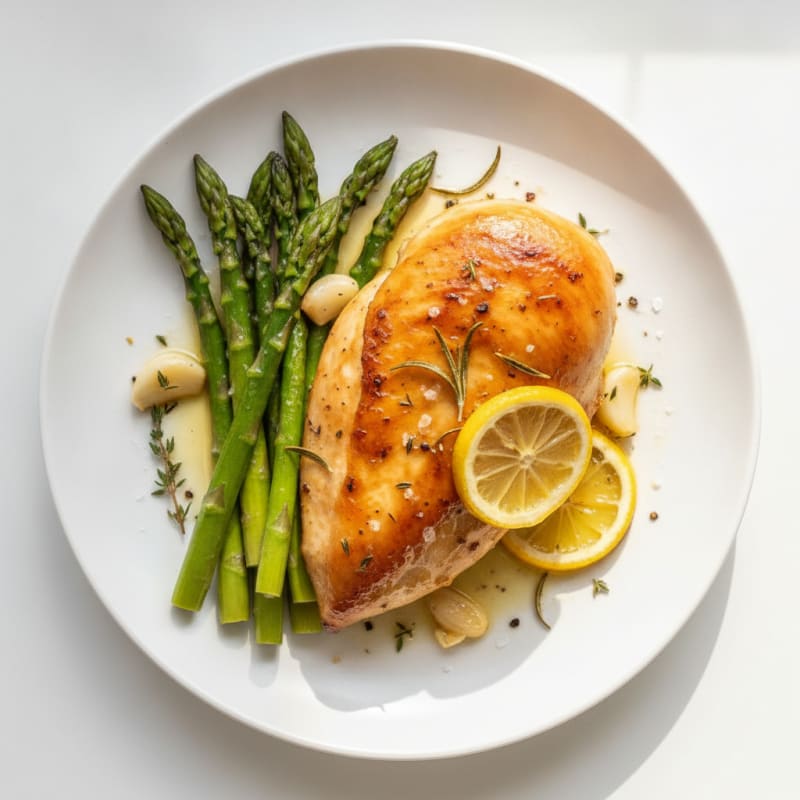 Lemon Herb Roasted Chicken with Asparagus