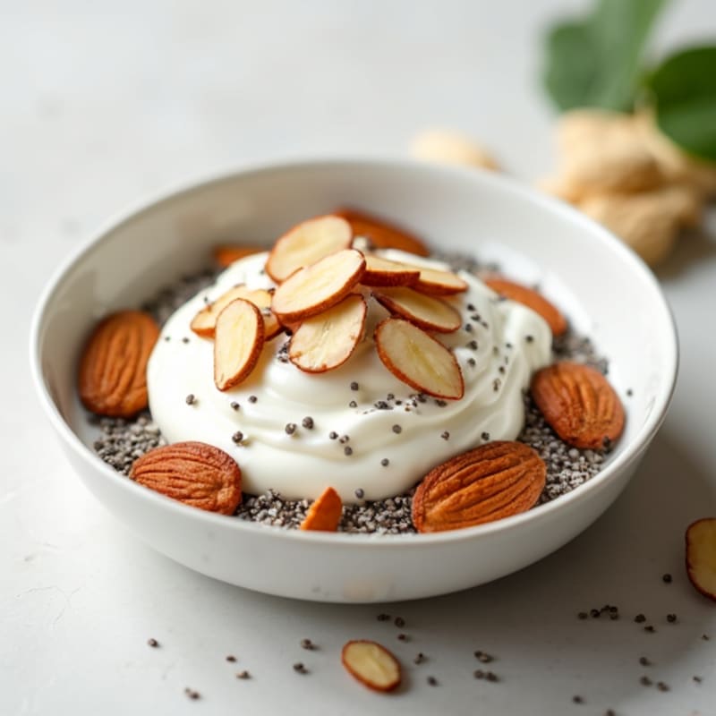 Greek Yogurt with Sliced Almonds and Chia Seeds