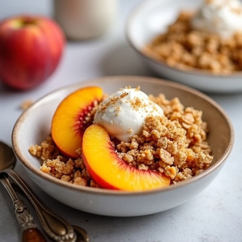 High-Protein Baked Peach and Oat Crumble