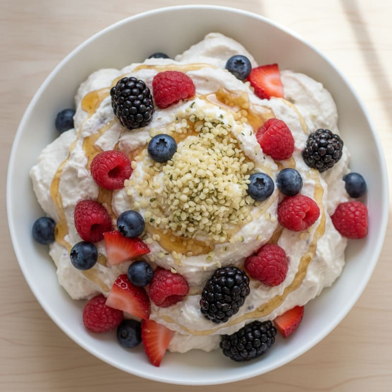 Greek Yogurt Protein Mousse with Mixed Berries