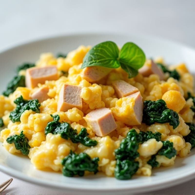 Egg White and Turkey Breast Scramble with Spinach