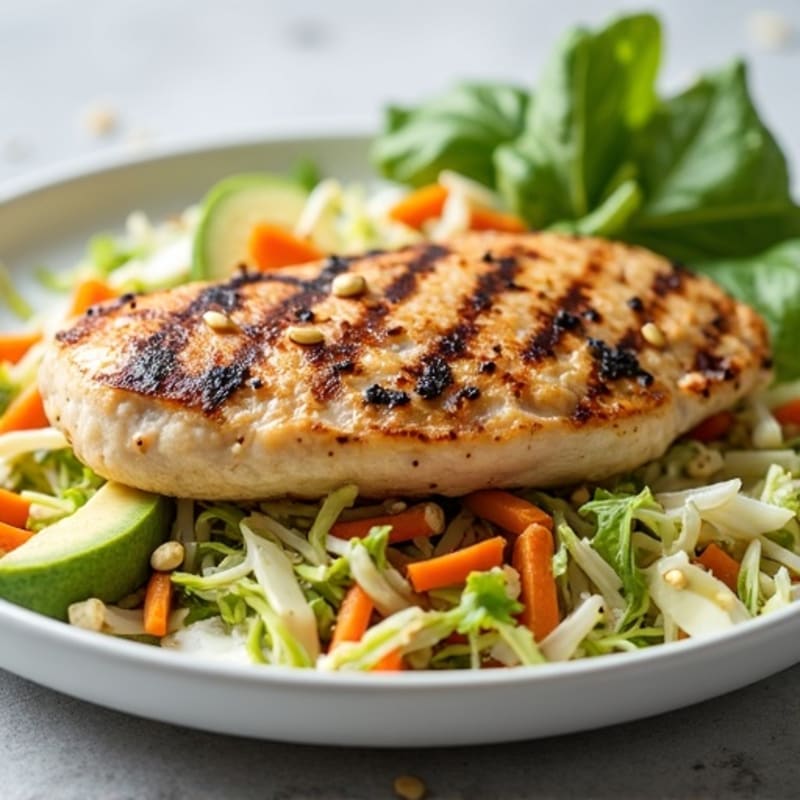 Grilled Chicken Breast with Crunchy Cabbage Slaw