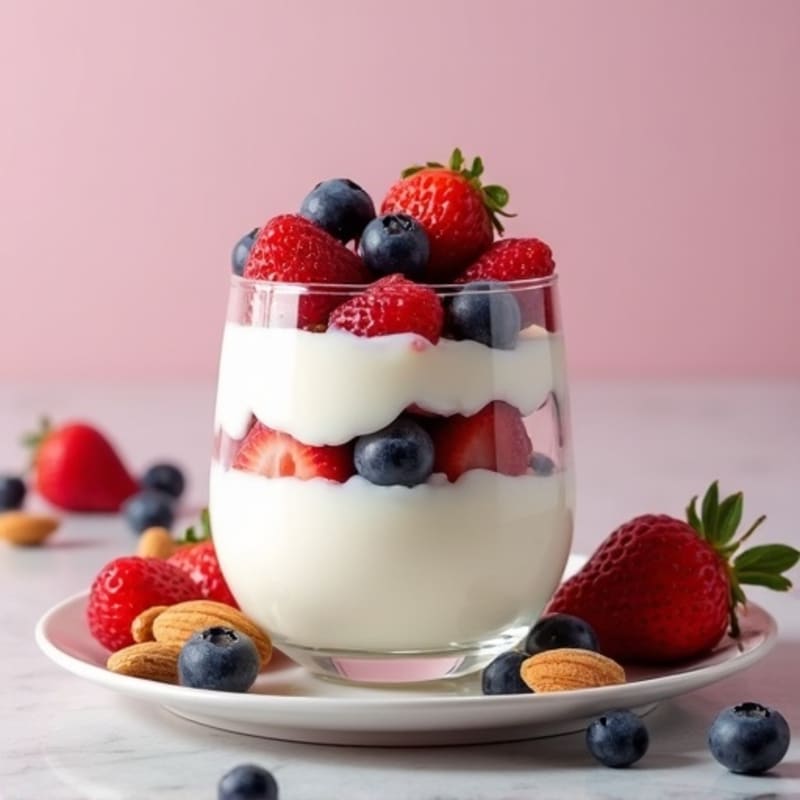 Greek Yogurt Parfait with Mixed Berries and Almonds