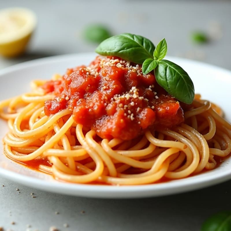 Lean Turkey Whole Wheat Spaghetti with Fresh Tomato Sauce
