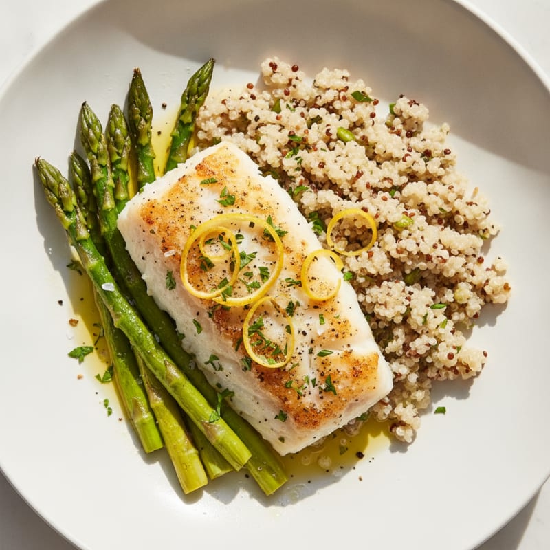 Lemon-Herb Baked Cod with Roasted Asparagus