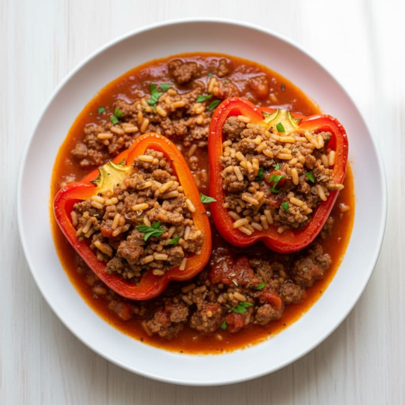 Beef and Rice Stuffed Bell Peppers