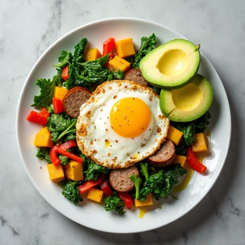 Egg White and Turkey Sausage Scramble with Spinach