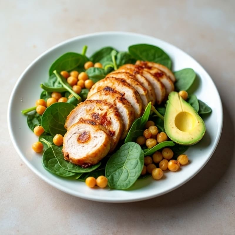 Grilled Turkey and Spinach Salad with Chickpeas
