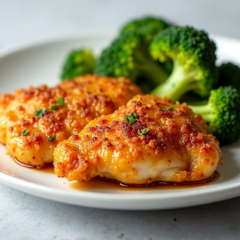 Crispy Baked Orange Chicken with Steamed Broccoli