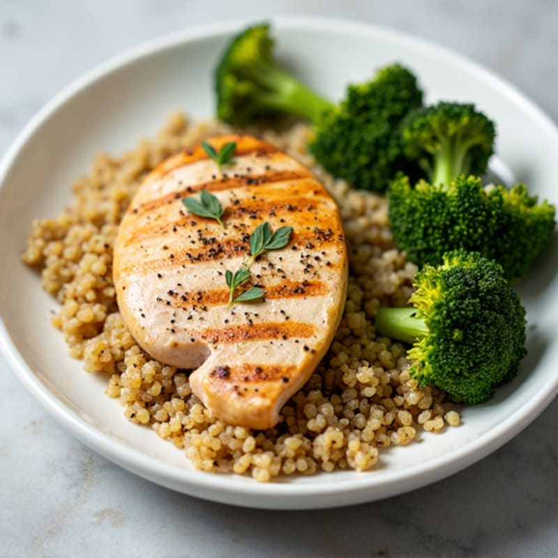 Grilled Turkey Breast with Quinoa and Roasted Broccoli