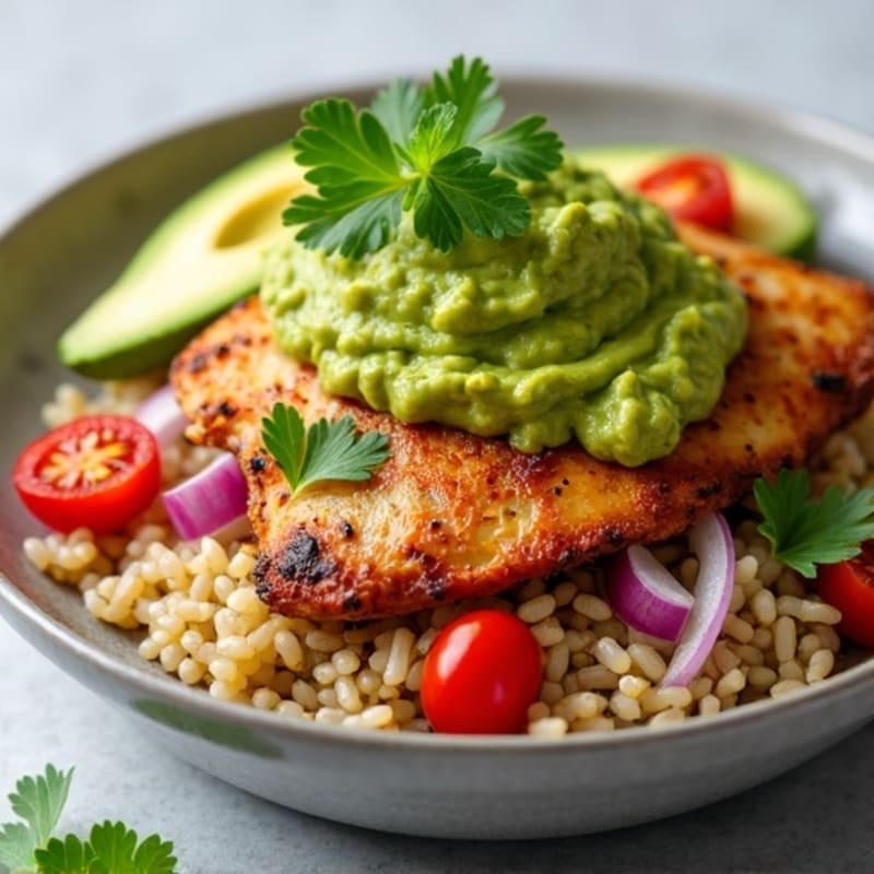 Cilantro-Lime Chicken Rice Bowl with Fresh Guacamole