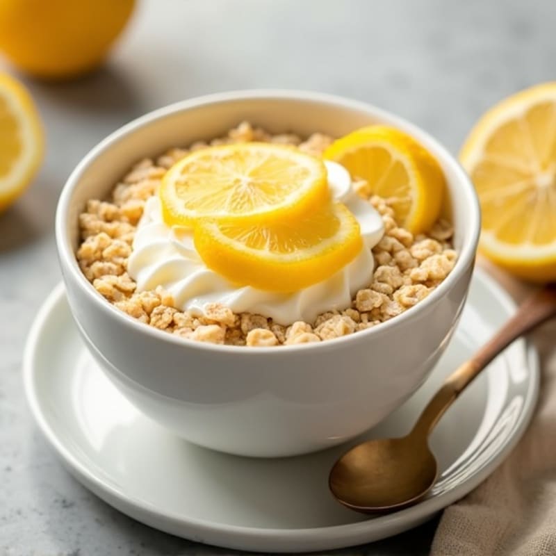Creamy Lemon-Vanilla Protein Oats with Cheesecake Swirl