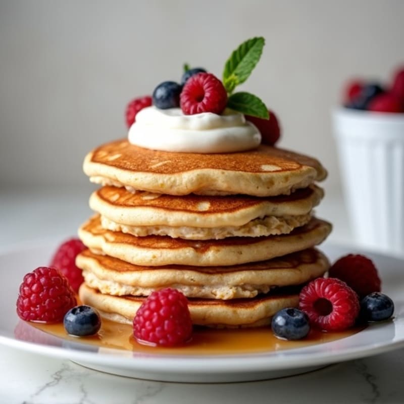 Oat Protein Pancakes with Greek Yogurt and Berries