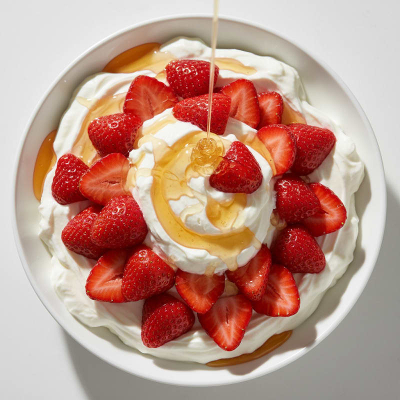 Silky Greek Yogurt with Honey and Strawberries