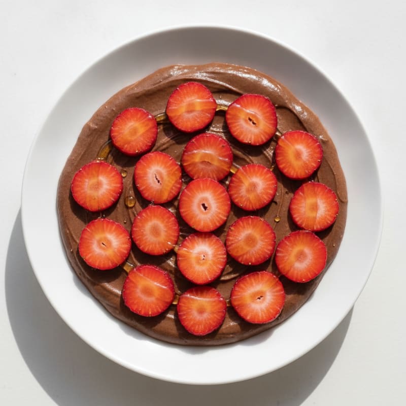 Silky Chocolate Protein Pudding with Sliced Strawberries