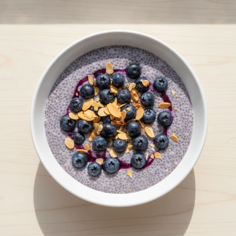Blueberry Chia Pudding with Toasted Almonds