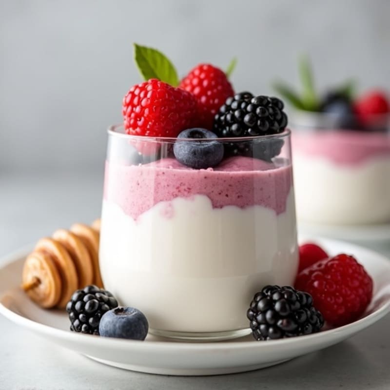 Silky Greek Yogurt Protein Pudding with Mixed Berries