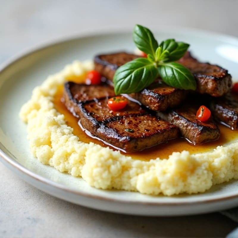 Garlic-Herb Skillet Beef with Creamy Cauliflower Mash