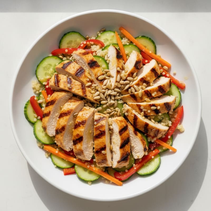 Grilled Chicken Salad with Quinoa and Crunchy Vegetables