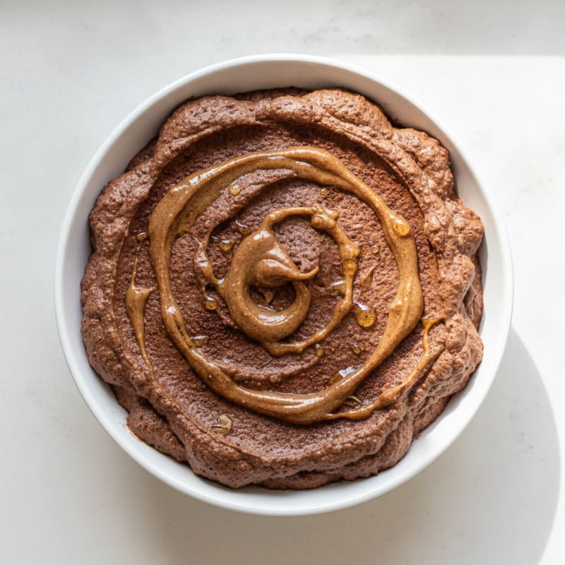 Chocolate Protein Mousse with Almond Butter Swirl