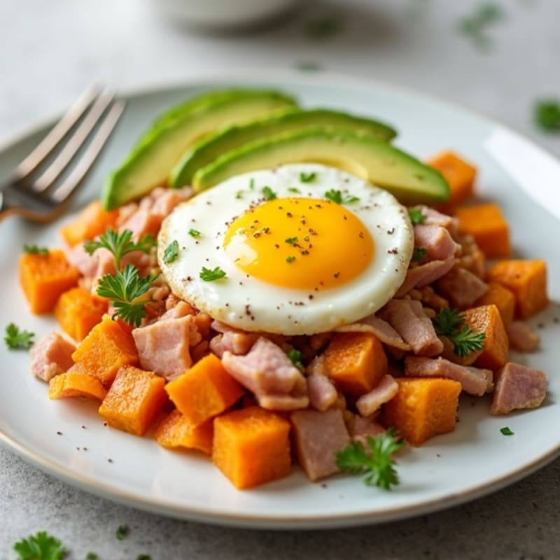 Egg and Sweet Potato Hash with Avocado